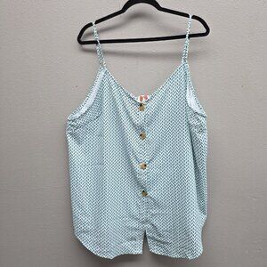 Hayden Los Angeles Tank Top Womens 2XL Blue White Button Front Plus Size Cami
